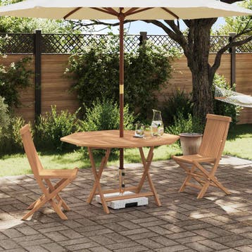 vidaXL Tuin Bistro Set 3 st Naturel Massief Teakhout, Verzenden, Nieuw