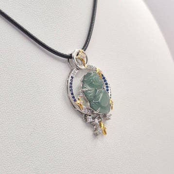 Jade - Staal, RVS Gegraveerde JadeietJade Hemelse Hanger -
