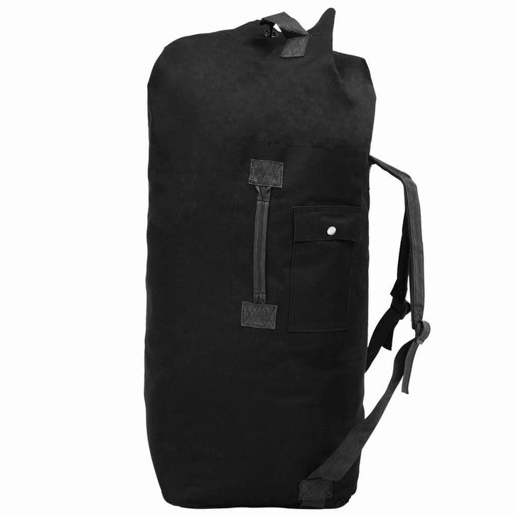 vidaXL Plunjezak legerstijl 85 L zwart, Handtassen en Accessoires, Tassen | Reistassen en Weekendtassen, Nieuw, Verzenden