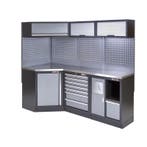 Complete werkplaatsinrichting, werkbank + hoekstuk met RVS, Ophalen of Verzenden