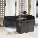 vidaXL Tuinbank Set met opslag 9 pcs Zwart Poly rattan, Verzenden