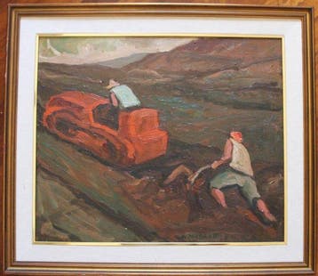 Anacleto Margotti (1895-1984) - Aratura meccanica, Antiquités & Art