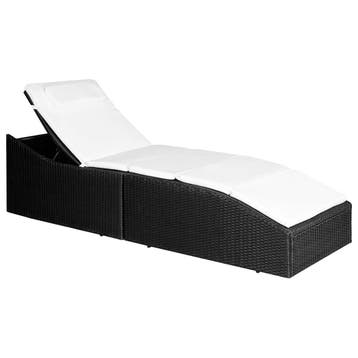 vidaXL Ligbed met kussen poly rattan zwart, Verzenden