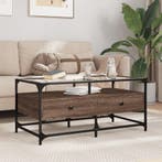 vidaXL Salontafel met glazen blad 98,5x50x45 cm sonoma eiken, Huis en Inrichting, Tafels | Salontafels, Verzenden, Nieuw
