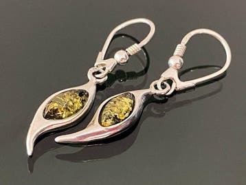 Boucles doreilles vintage en ambre naturel balte - feuilles, Collections