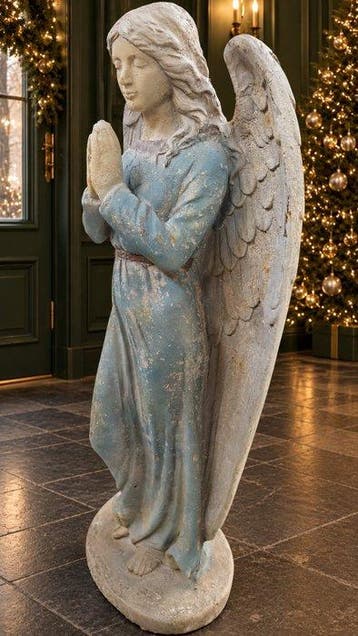 sculptuur, Monumentale biddende engel - XXL - 118 cm - mgo