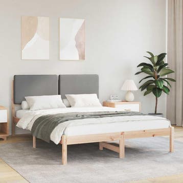 vidaXL Bedframe met Gevoerde Hoofdbord Lichtgrijs 140 x 190, Verzenden, Nieuw