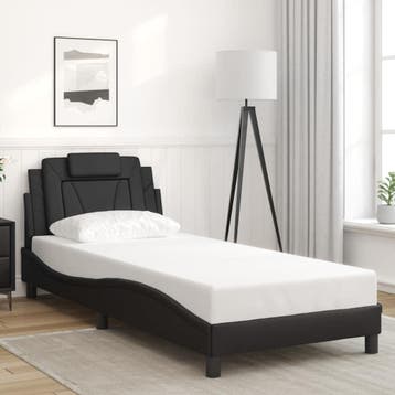 vidaXL Bedframe Viana zonder matras kunstleer zwart 90x200, Verzenden, Nieuw