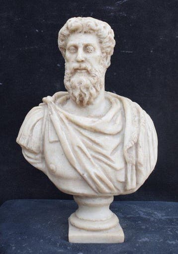 Sculpture, Busto imperatore Marco Aurelio - 26 cm - Marbre