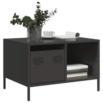 vidaXL Salontafel 68,5x50x43,5 cm koudgewalst staal zwart, Verzenden, Nieuw