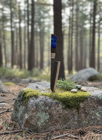 Handcrafted Knife - Keukenmes - Staal, Hars, Hout - Verenigd