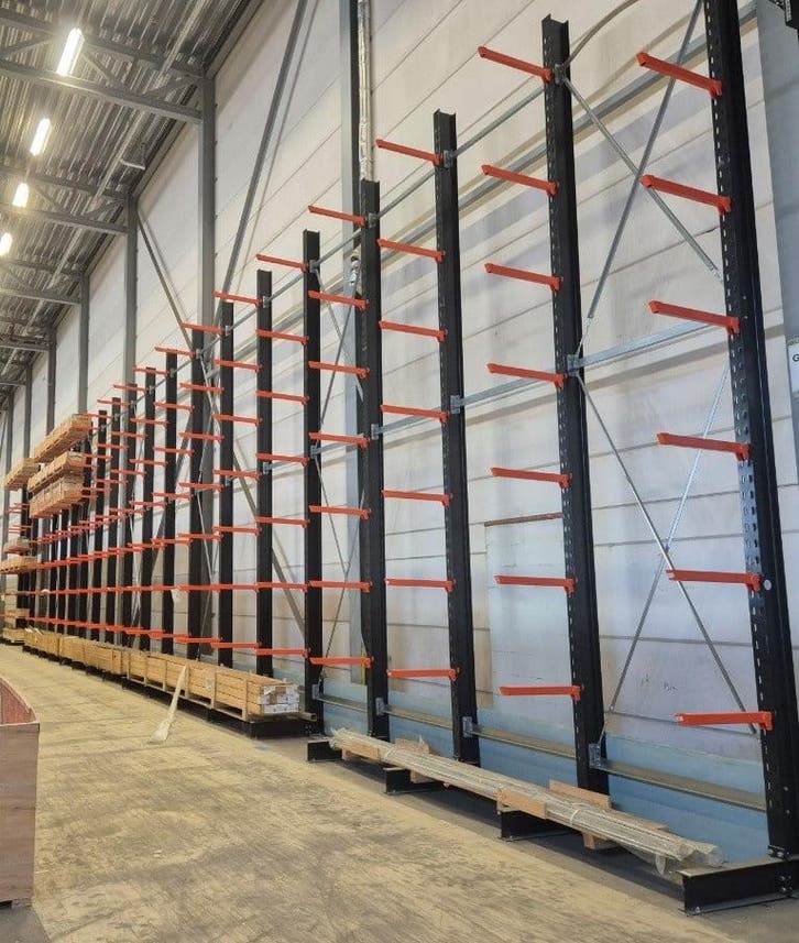 Draagarmstelling enkelzijdig H7000 x D700mm blauw/oranje, Zakelijke goederen, Kantoor en Winkelinrichting | Magazijn, Stelling en Opslag