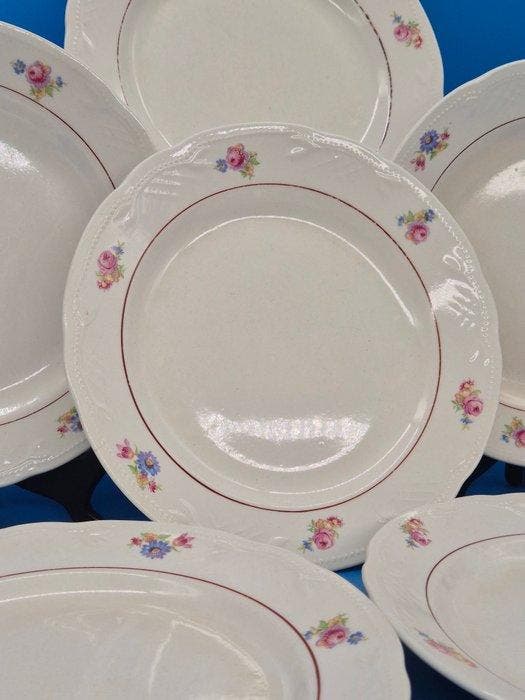 VEB Steingutwerke Torgau – 6 Speiseteller – Steingut mit, Antiek en Kunst, Antiek | Meubels | Tafels