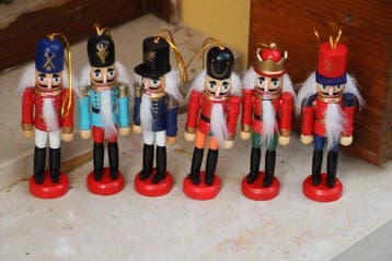 Tinnen soldaatjes van hout voor de kerstboom, 6 stuks -, Diversen, Nieuw