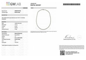 Halsketting - 14 karaat Witgoud - 22.02ct. tw. Diamant
