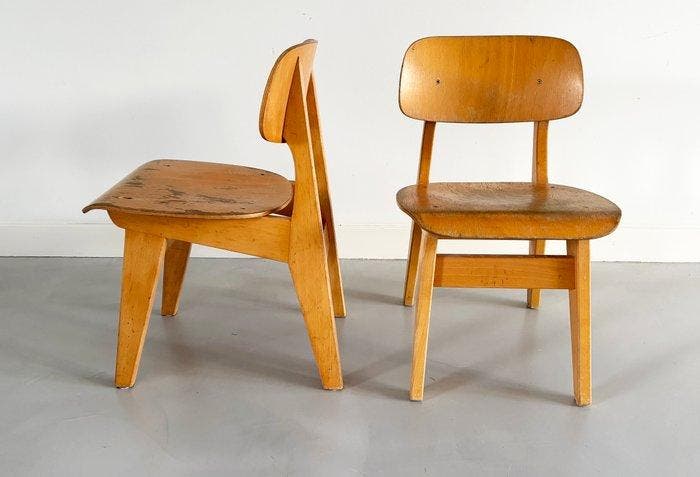 Kinderstoel - Hout, Massief hout - Set van vier vintage, Antiek en Kunst, Kunst | Designobjecten
