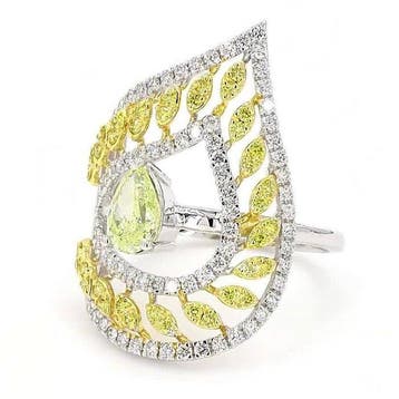 Bague de cocktail - 18 carats Or blanc - 1.57ct. tw. Jaune