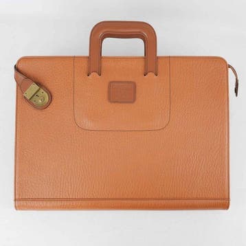 Burberrys - Vintage Leather Briefcase Business Bag Tan Brown, Nieuw