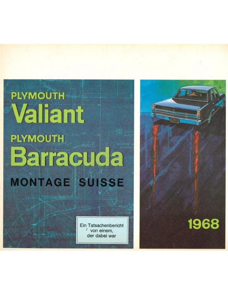 1968 PLYMOUTH VALIANT | BARRACUDA BROCHURE DUITS, Livres, Autos | Brochures & Magazines