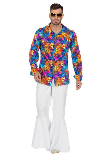 Disco Shirt Jaren 70 Gekleurd, Verzenden, Nieuw
