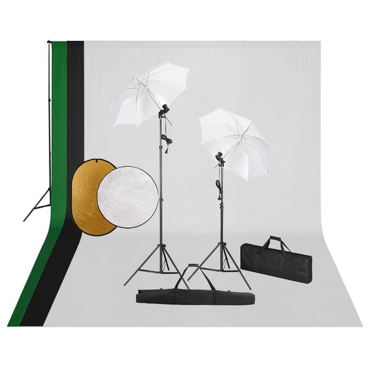 vidaXL Fotostudioset met lampen, achtergrond en reflector, Audio, Tv en Foto, Fotografie | Fotostudio en Toebehoren, Nieuw, Verzenden