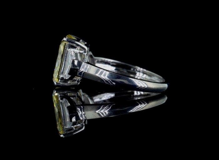 Bague - 14 carats Or blanc - 3.85ct. tw. Jaune Diamant, Bijoux, Sacs & Beauté, Bagues