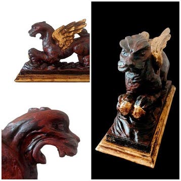 sculptuur, Drago - 20 cm - Hout, Antiek en Kunst