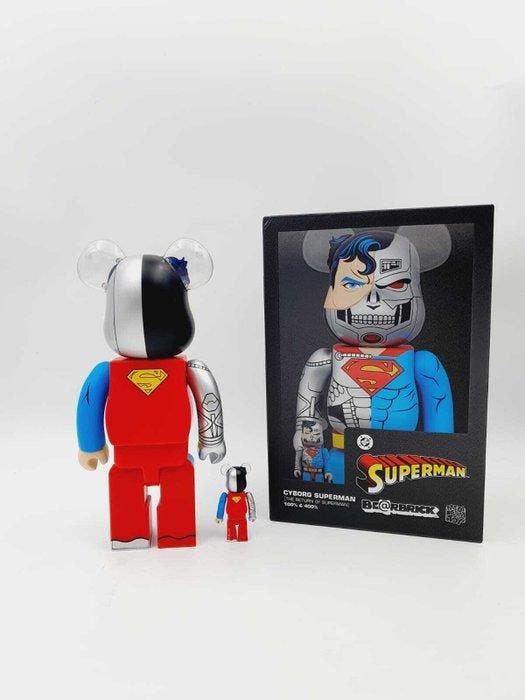Medicom x Marvel - Be@rbrick Superman Cyborg 400% & 100%, Antiquités & Art, Art | Objets design