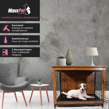MaxxPet Houten Hondenbench 98x65x68cm (Hondenbenches, Dier), Ophalen of Verzenden, Nieuw