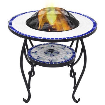 vidaXL Vuurtafel mozaïek 68 cm keramiek blauw en wit, Huis en Inrichting, Verzenden, Nieuw