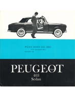 1960 PEUGEOT 403 SEDAN BROCHURE ENGELS (USA), Ophalen of Verzenden