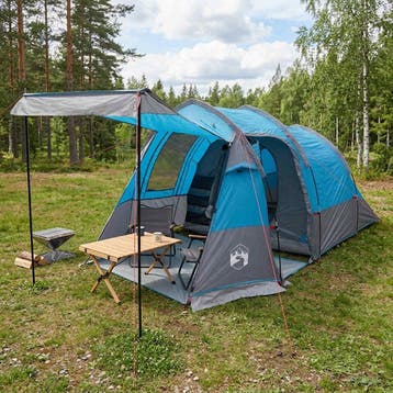 vidaXL Tunneltent 390 x 215 x 152 cm Blauw, Caravanes & Camping, Verzenden