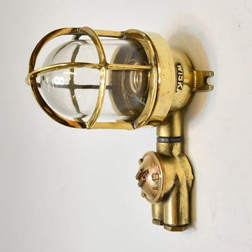 WISKA - Lampe murale - Laiton, Verre - Lampe à cage, Antiquités & Art