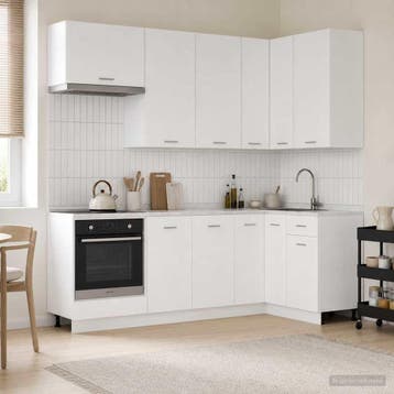 vidaXL Keukenblok LYON 8 st Wit Bewerkt hout, Huis en Inrichting, Verzenden, Nieuw