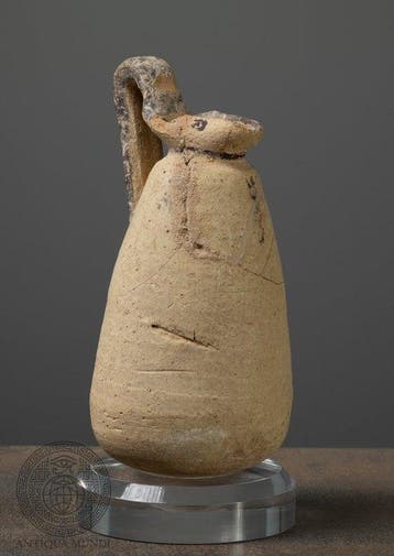 Cypriotisch Terracotta tweekleurig kruikje - 12 cm
