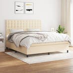 vidaXL Boxspring met matras stof crèmekleurig 160x200 cm, Verzenden, Nieuw