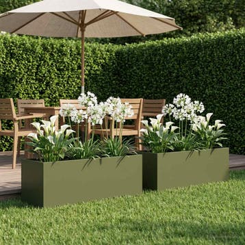 vidaXL Plantenbak 2 st Olijfgroen 80 x 30 x 30 cm, Verzenden, Nieuw