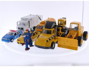Set voertuigen: autos, vrachtwagens, shovels en met acce..., Ophalen of Verzenden, Gebruikt