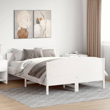 vidaXL Bedframe zonder matras massief grenenhout wit 140x200, Verzenden, Nieuw