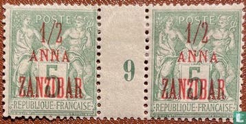 Zanzibar - Franse postkantoren - Vrede en handel, met opd..., Postzegels en Munten, Postzegels | Afrika, Verzenden, Postfris