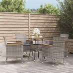 vidaXL 5-delige Bistroset met kussens poly rattan grijs, Verzenden, Nieuw