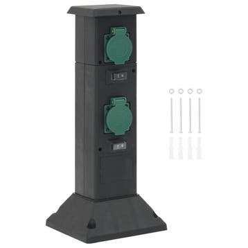 vidaXL Tuinstopcontact kolom 4-wegs 16x16x39,5 cm zwart en, Doe-het-zelf en Bouw, Elektriciteit en Kabels, Verzenden, Nieuw