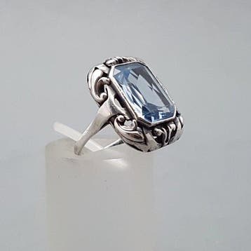 Zilver, Art Deco, Blauwe spinel (Getest) - Ring