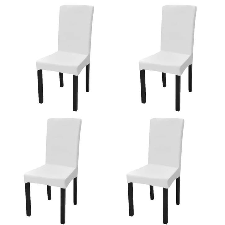 vidaXL Stoelhoezen 4 st stretch recht wit, Tuin en Terras, Tuinmeubel-accessoires, Nieuw, Verzenden
