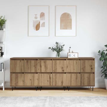 vidaXL Dressoirs 3 st Artisan Eiken, Verzenden, Nieuw