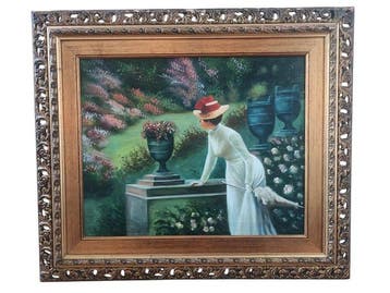 Salvatore Carotenuto (XX) - Elegante dama nel giardino