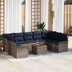 vidaXL Tuinbank Set met kussen 10 pcs Grijs poly rattan, Verzenden