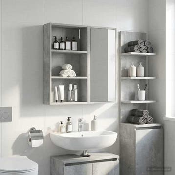 vidaXL Badkamer wandkast met plank Beton Grijs 40 x 14 x 70, Verzenden