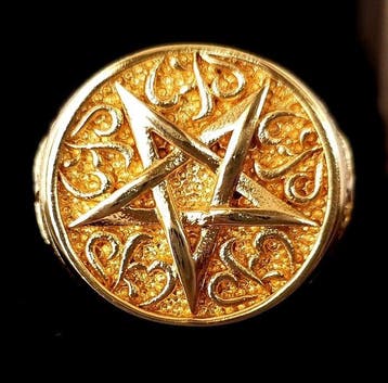 Zegelring – Het Pentagram – Zegel van de Vijf Elementen,, Antiek en Kunst