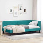 vidaXL Hoek Bed Frame met hoofdeinde Turquoise 100 cm x 200, Verzenden, Nieuw